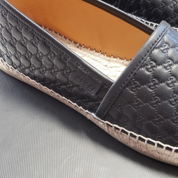 GUCCI AUTHENTIC Black Leather Espadrille Shoes - Picture 4 of 8
